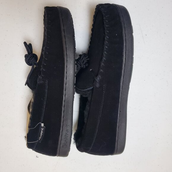 Bearpaw Moc II Men's Slippers Sheepskin Black Size 10 New - Picture 5 of 10